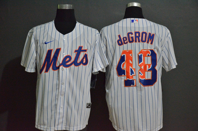 MLB Men New York Mets #48 de Grom Nike White Home 2020 Replica Player Jersey->nfl hats->Sports Caps